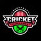 Cricket tournament. Sport logo emblem on a dark background. Vector illustration.