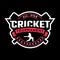 Cricket tournament. Sport logo emblem on a dark background. Vector illustration.