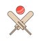 Cricket vector line icon. Bats and ball logo, equipment sign. Sport competition illustration