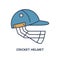 Cricket vector line icon. Helmet logo, equipment sign. Sport competition illustration