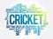 Cricket word cloud collage, sport concept background