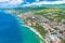 Crikvenica. Town on Adriatic sea beach and waterfront aerial view