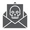 Crime letter glyph icon, scary and note, mail sign, vector graphics, a solid pattern on a white background.