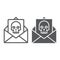 Crime letter line and glyph icon, scary and note, mail sign, vector graphics, a linear pattern on a white background.