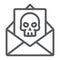 Crime letter line icon, scary and note, mail sign, vector graphics, a linear pattern on a white background.