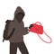 Crime with Man Criminal Stealing Bag Vector Illustration