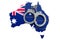 Crime and punishment in Australia concept, 3D rendering