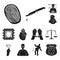 Crime and Punishment black icons in set collection for design.Criminal vector symbol stock web illustration.