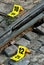 Crime Scene Evidence Markers Near to Rails