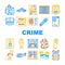 crime scene police criminal icons set vector