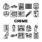 crime scene police criminal icons set vector