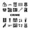 crime scene police criminal icons set vector