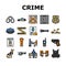 crime scene police evidence icons set vector