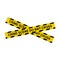 Crime scene tape. Crossed yellow lines with sign `do not cross`. Forbidden area with restricted access symbol. Vector design