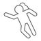 Crime scene thin line icon, accident and murder, victim sign, vector graphics, a linear pattern on a white background.