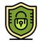 Crime secured shield icon color outline vector