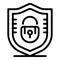 Crime secured shield icon, outline style