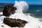 Crimea. Alushta. Sea. The wave beats against the rock and spread