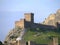 Crimea, ancient fortress wall, towers and loopholes