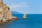 Crimea. Lonely rock in the sea