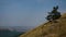 Crimea mountain with crimean pines on the slope. Mountains against sky