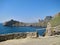 Crimea, A Mountain Wall Hangs Over Travelers Following a Tourist Route