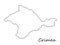 Crimea peninsula borders shape contour.