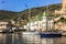 Crimea, Sevastopol, Balaklava A pier with yachts and a building