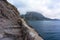 Crimean seascape with mountains, coastline and blue sea