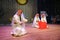 Crimean tartar children dancers in native dress performing native dance on stage