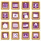 Criminal activity icons set purple