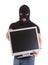 Criminal with balaclava and monitor