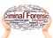 Criminal Forensics word cloud hand sphere concept