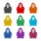 Criminal hacker icon, color set