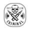 Criminal Outlaw Street Club Black And White Sign Design Template With Text, Crossed Bullets And Scull
