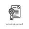 Criminal record icon. Trendy modern flat linear vector Criminal