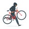 Criminal stealing bicycle vector illustration