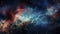 Crimson And Blue Nebula In Deep Space