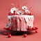 Crimson Cake: A Stunning 3d Rendering Of A Monochromatic Masterpiece