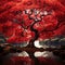 Crimson Canopy: A Surreal Autumn Landscape