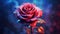 Crimson Elegance: A Drip Painting Valentine\\\'s Day Rose in Soft-Focus