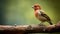 Crimson Finch Bird Image In 8k Resolution With Green Background