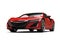 Crimson futuristic sports concept car - low angle front shot