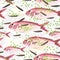 Crimson jobfish steam seamless pattern