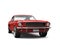 Crimson red American vintage muscle car - front view - closeup shot