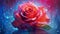 Crimson Rhapsody: A Drip Painting Rose for Valentine\\\'s Day