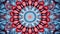 crimson and sky blue kaleidoscopic mandala abstract