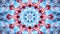 crimson and sky blue kaleidoscopic mandala abstract