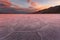 Crimson Sunrise Over the Salt Flats in Badwater Basin