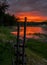 Crimson sunset at pechora river